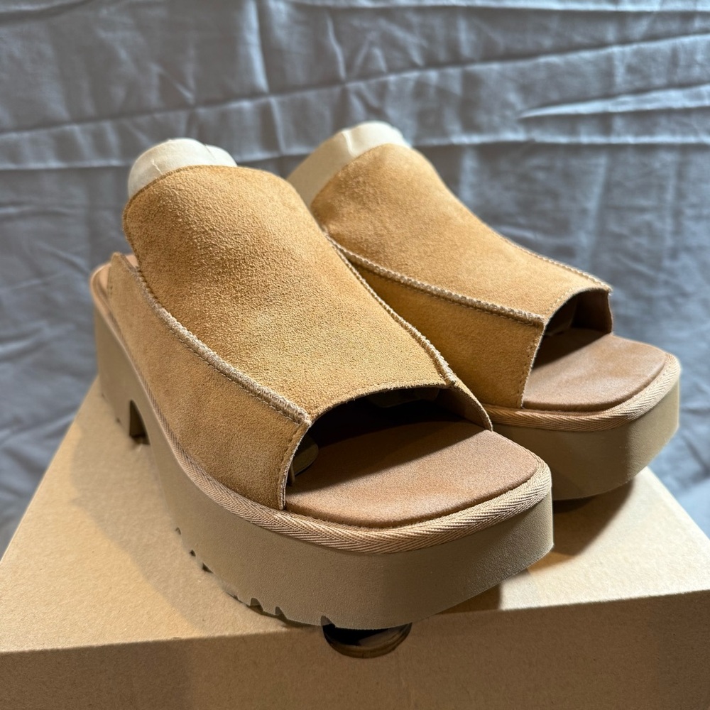 UGG New Heights Platform Slide Clogs – Suede Y2K Chunky Shoes Women’s 12 / EU 43